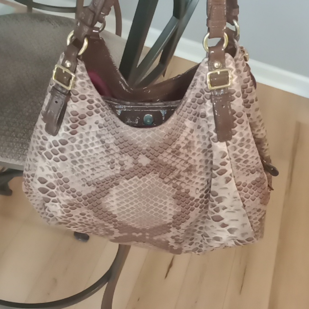 Coach Madison Python Print Maggie Hobo 19843 - image 3